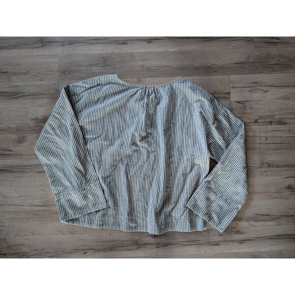 Madewell Convertible Cold-Shoulder Top in Chambray Stripe, Medium (A6) - Picture 3 of 8